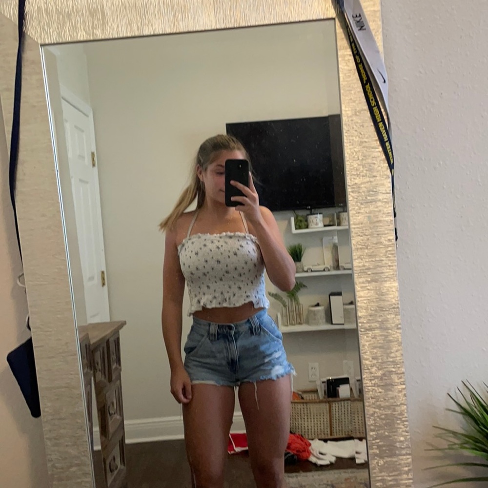 tillys floral printed ruffled tube top